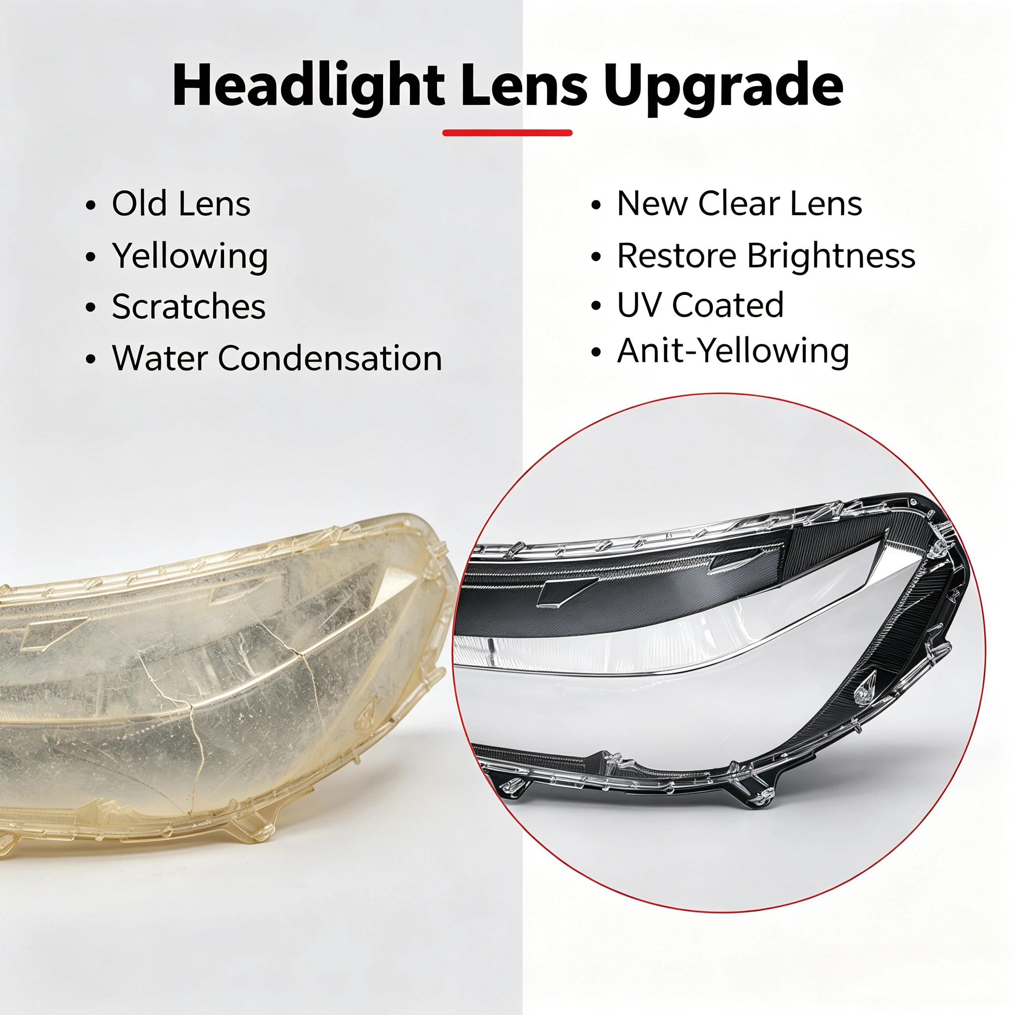 Moggic Headlight Lens Cover For Haval M6 Plus 2021-2022 Left Right Optional Butyl Seal Glue Transparent Replacement Shell