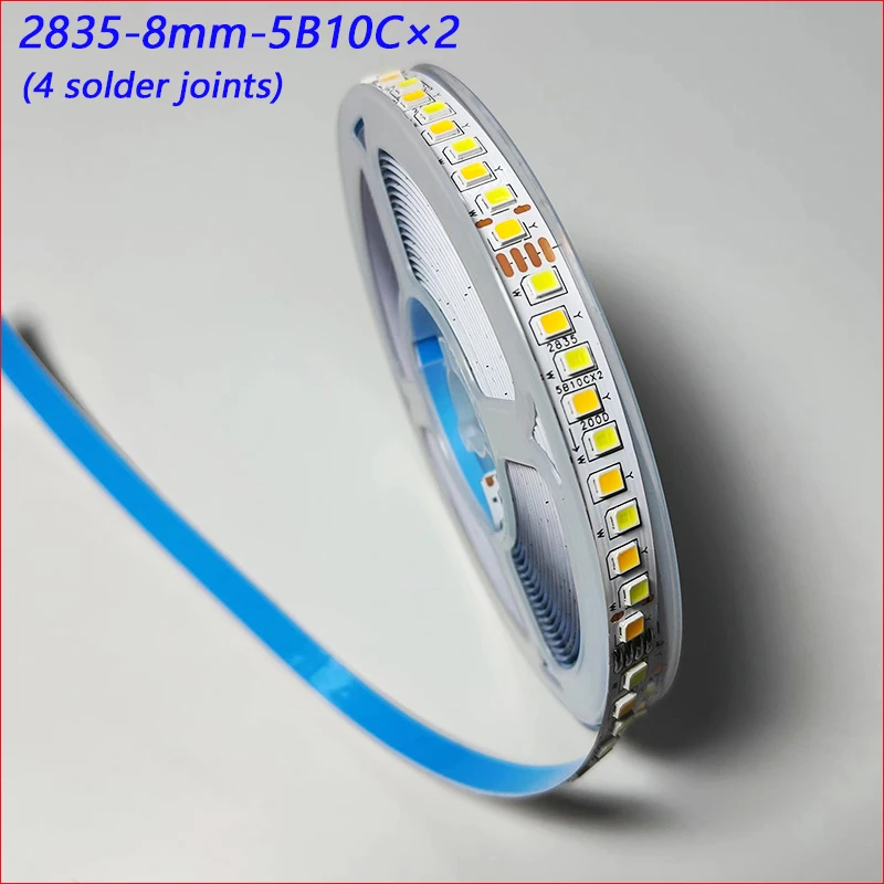 5meter 4solder joint 200D 5B10CX2 2835 LED strip constant current LED ribbon 20Wx2colors/meter light belt be used in chandeliers