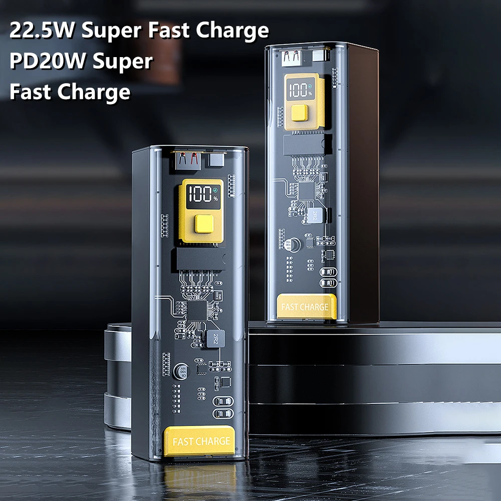 18650/21700 Battery Charger Case DIY Power Bank Box 5V PD22.5W Fast Charging Case 40000mAh Battery Charging Power Bank Box