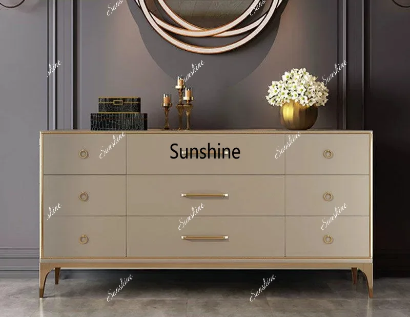 

American light luxury solid wood nine-chest cabinet high-end storage cabinet