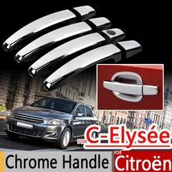 For Citroen C-Elysee 2013-2017 Chrome Handle Covers Trim Set of 4Pcs C Elysee Car Accessories Stickers Car Styling 2014 2015