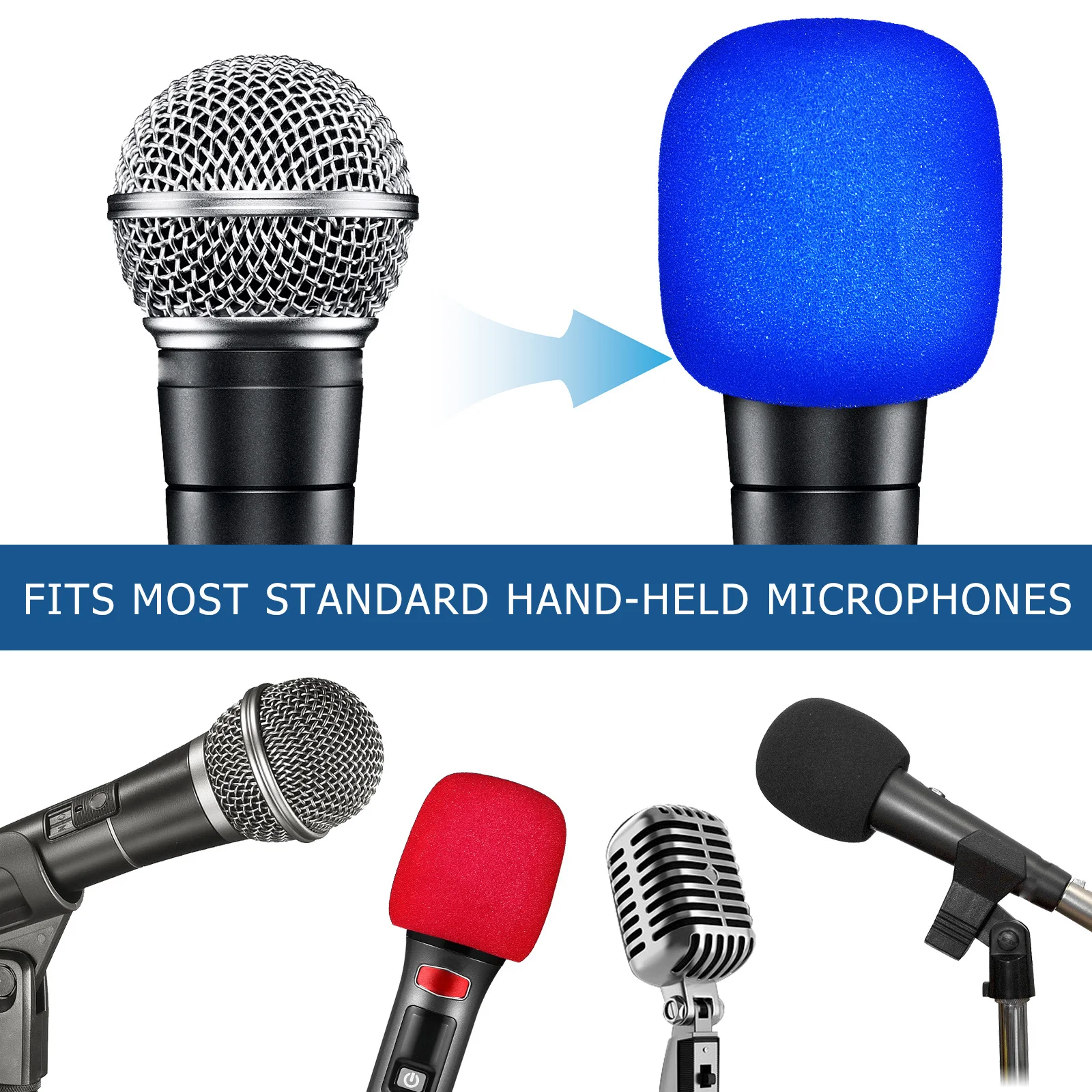 

10pcs Thicken Mic Covers Sponge Microphone Protectors Windproof Covers For Ktv Conference Stage 38Mm Universal Microphone