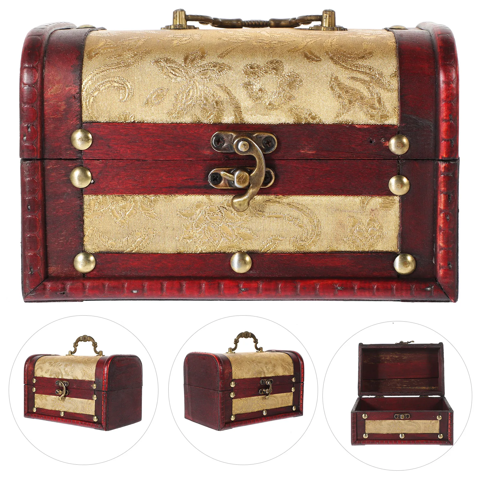 

Classical Wooden Treasure Box Jewelry Storage Chest Vintage Trinket Box Keepsakes Organizer Decorative Gift Box