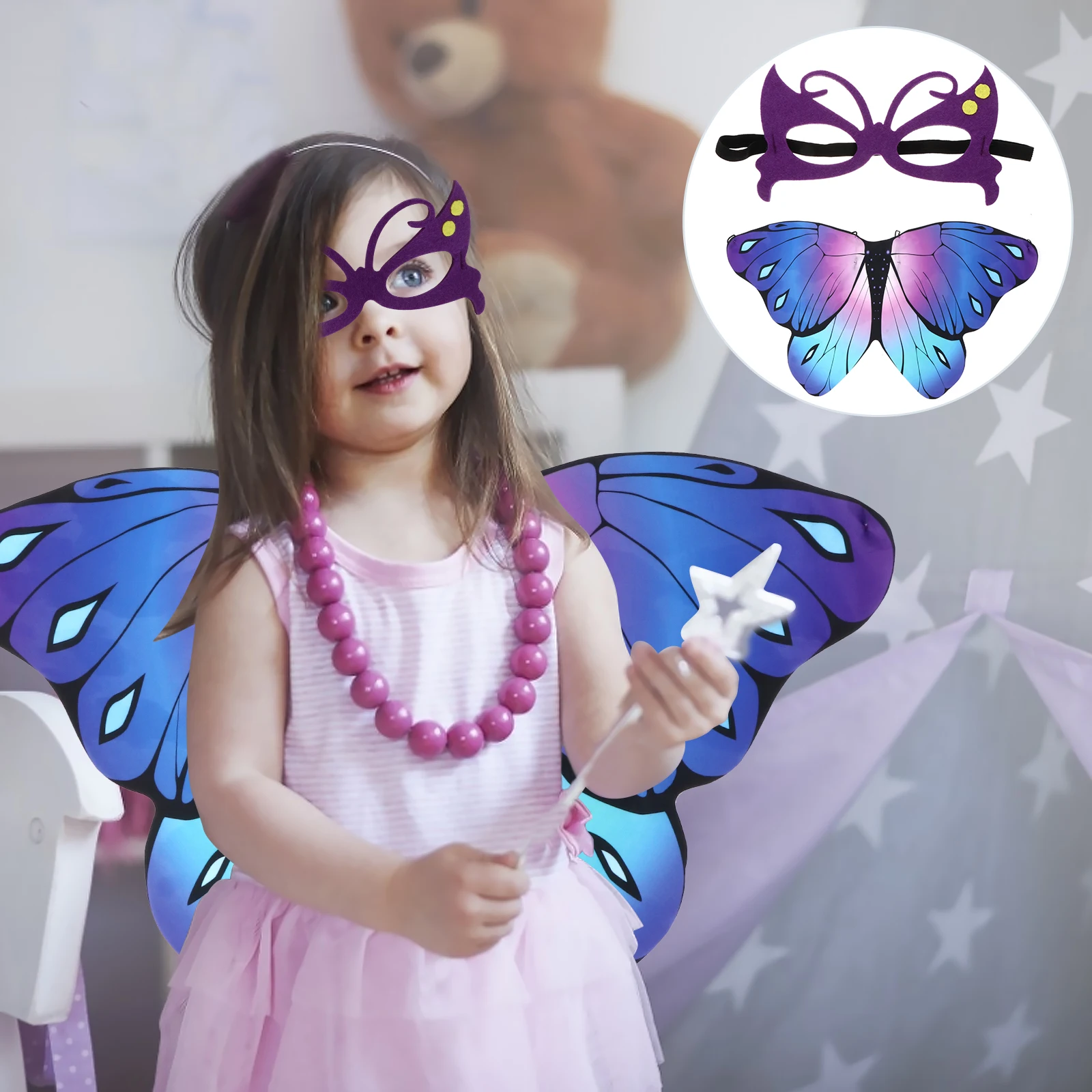 

2 pcs Wing Shape Cloak Children'S Cape Halloween Decorative Costume Party Photo Prop Soft Comfortable Kids Gift Cosplay