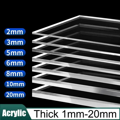 1Pc Transparent Acrylic Block Acrylic Plate Thick1mm-20mm Acrylic Sheet Panel Perspex Plastic Plate DIY Model Craft