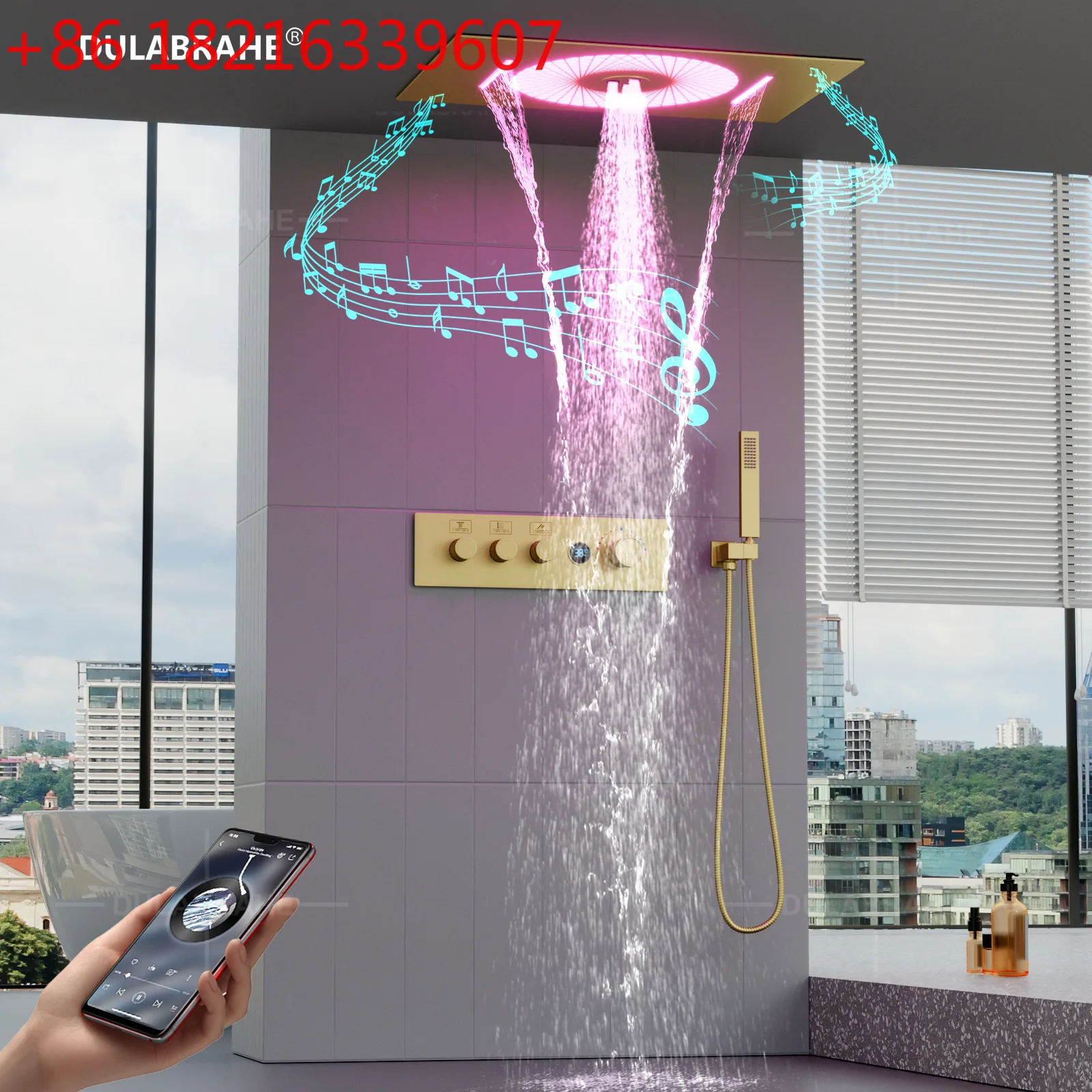 

New LED Music Shower Set Built-in Hidden Temperature Constant Temperature Digital Display Mixing Valve LED Music