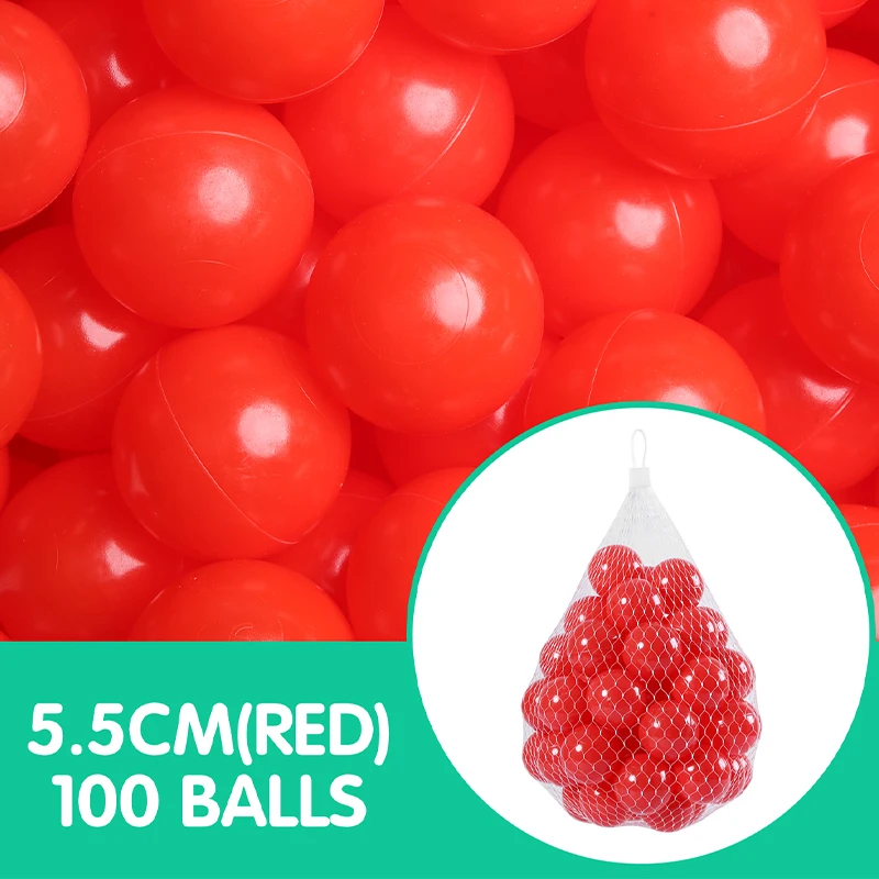 5.5CM 100 sztuk / zestaw Nietoksyczne miękkie plastikowe kulki z siatkową torbą Seria w jednolitym kolorze Piłki zabawkowe Dekoracja aktywności w pokoju dziecięcym