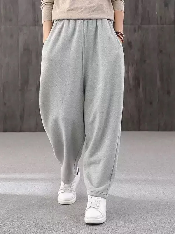 Pantalon Harlan de sport ample doublé de Fce neutre, pantalon de survêtement décontracté, taille haute, élastique, couleur Pure, pieds