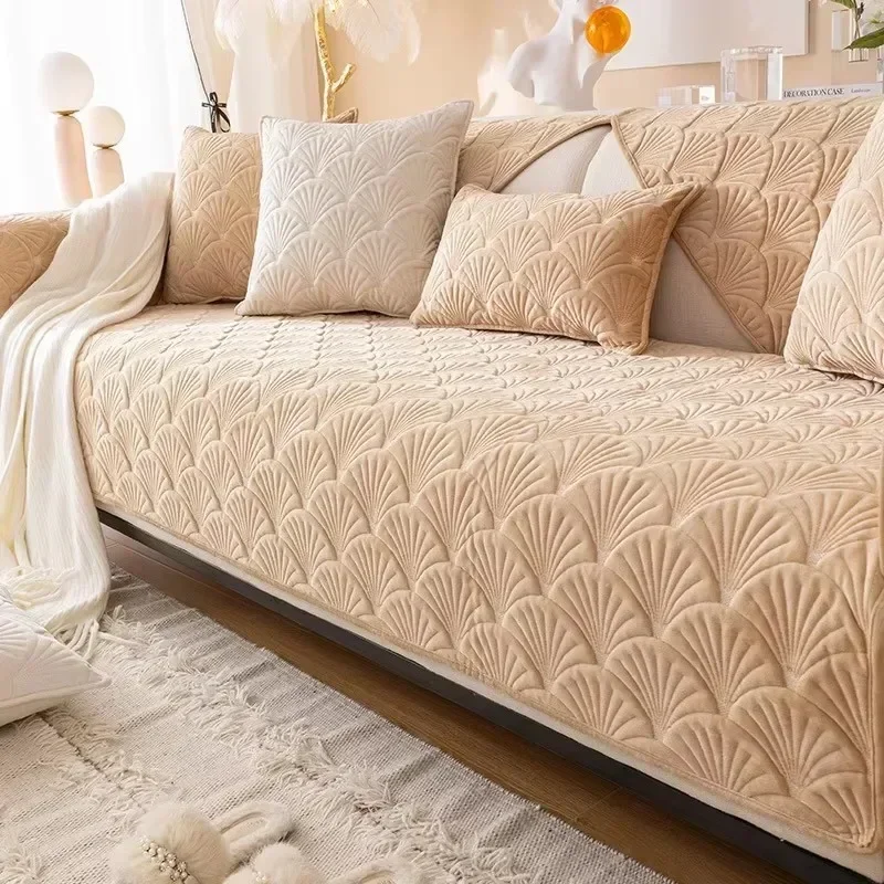 

Solid Color Red Soft Thicken Flannel Quilted Sofa Towel Warm Plush Sofa Cover Anti-slip Couch Covers for Sofa Floor Mat