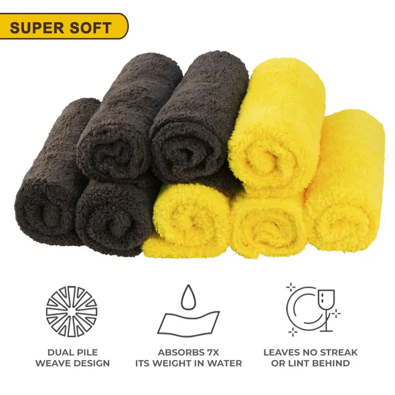 Car Wash 500GSM Microfiber Towel 40X40CM Cleaning Drying Car Polishing Cloth Soft Edgeless Car Detailing Waxing Towel 3/5/10Pcs