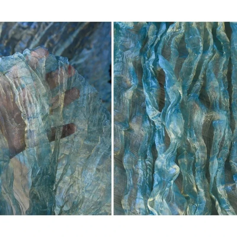 

Ткань из органзы с плиссировкой и градиентным эффектом, сетчатая, для пошива одежды, дизайнерская, оптовая продажа, материал для рукоделия, полиэстер