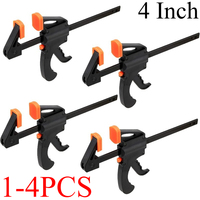 YUANJ 1-4PCS 4-Inch Woodworking Work Bar Clamp Clip Kit 4 Inch Quick Ratchet Release Speed Squeeze Hand Woodworking Tools