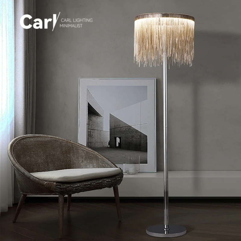 New Tassel Floor Lamp Living Room Bedside Light Luxury Bedroom Vertical Table Lamp Nordic Postmodern Simple Sofa Corner Art Lamp - view 3