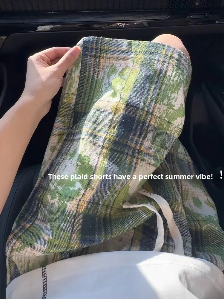 

Retro American Dyed Cheered ort Pants Men's Summer Cool Design Ice Silk Straight Leg ort Pants Casual Youth Active Sle