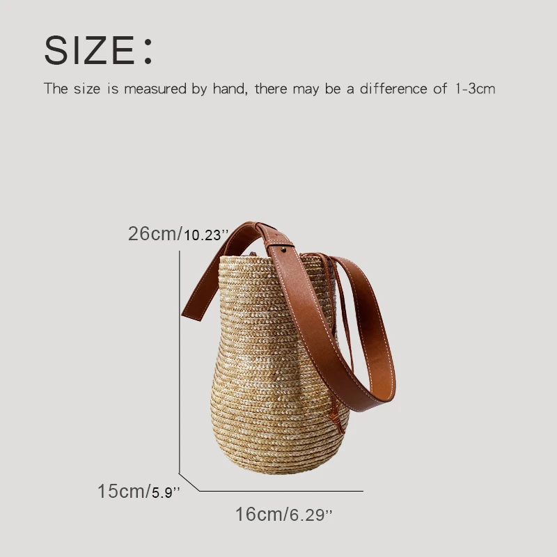 Bohemian Beach Straw Bags For Women Luxury Designer Handbag Purse 2024 New In Papyrus Woven Gourd Shape Bucket Underarm Shoulder