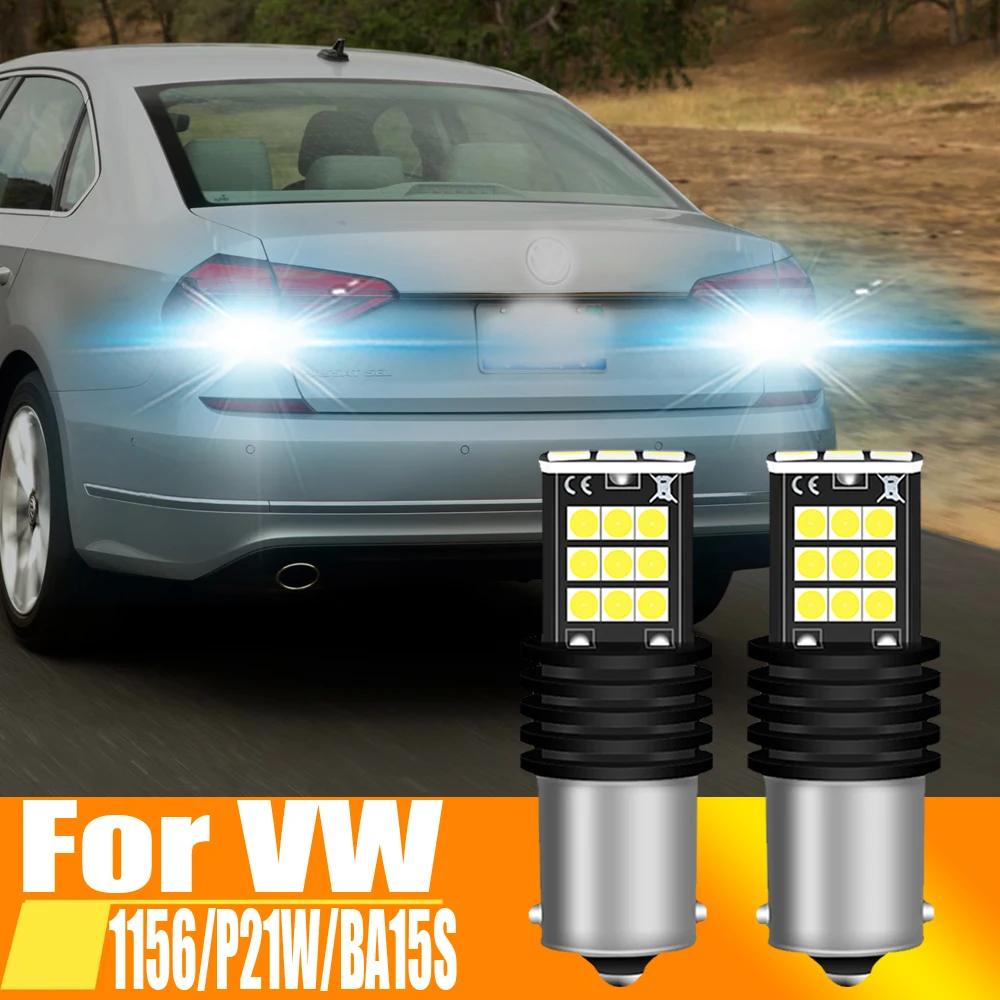 2pcs LED Reverse Light Lamp P21W BA15S Canbus For VW Caddy mk2 mk3 mk4 2 3 4 Beetle Amarok Crafter EOS Fox Jetta Santana Sharan