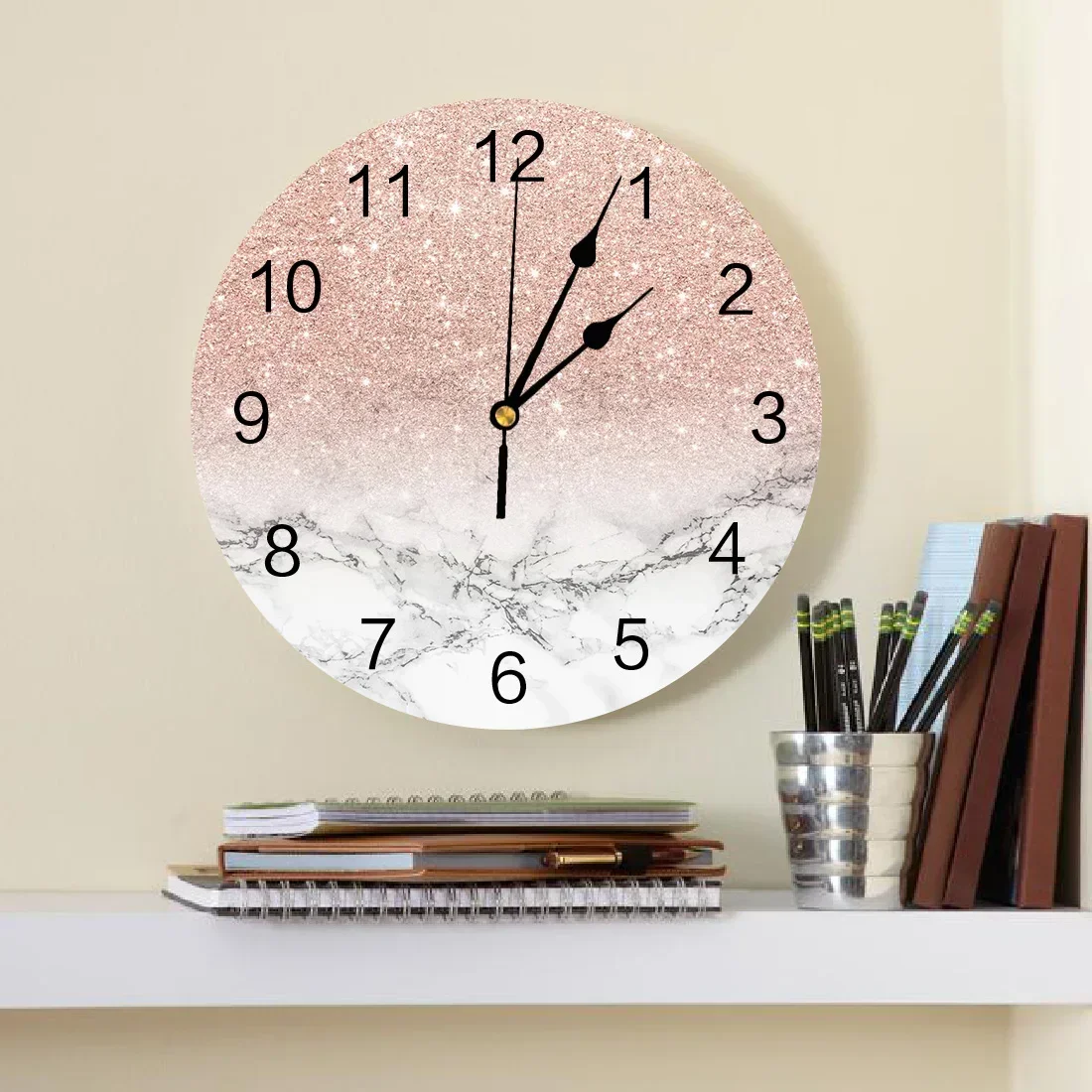 White Marble Wall Clock Home Decor Bedroom Silent Oclock Watch Wall Digital Clock Wall Clock for Kids Rooms