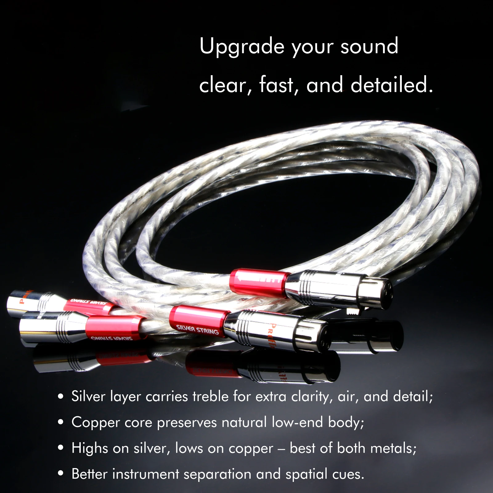 Pair Silver Plated XLR Audio Cable 3PIN Balance Audio Cable XLR Male to XLR Female Speaker Extension Wire