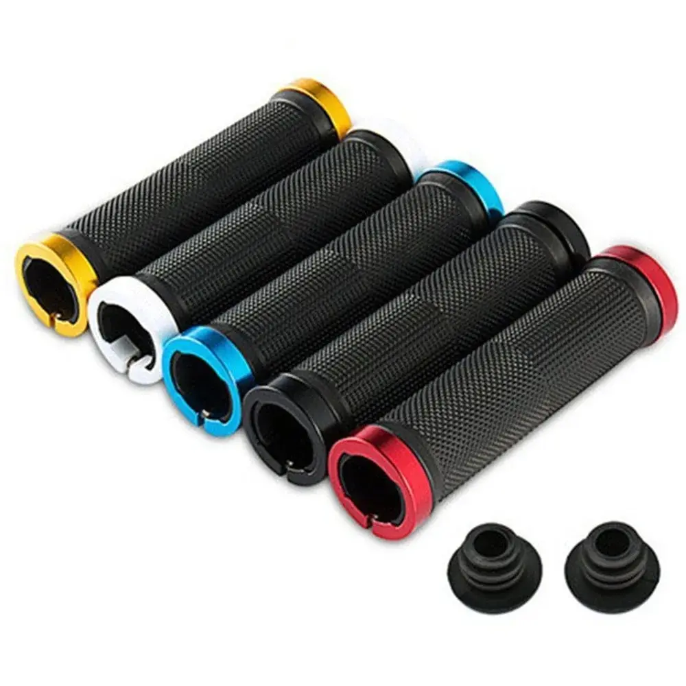 MTB Bicycle Rubber Grips Alloy Lock Bilateral Lock Handlebar Grips Anti Slip Cycling Handlebar Sleeve BMX Bicycle Accessories