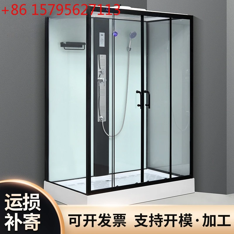 

Встроенная душевая комната, встроенная современная простая ванная комната, перегородка из закаленного стекла, бытовая плоская ванная комната