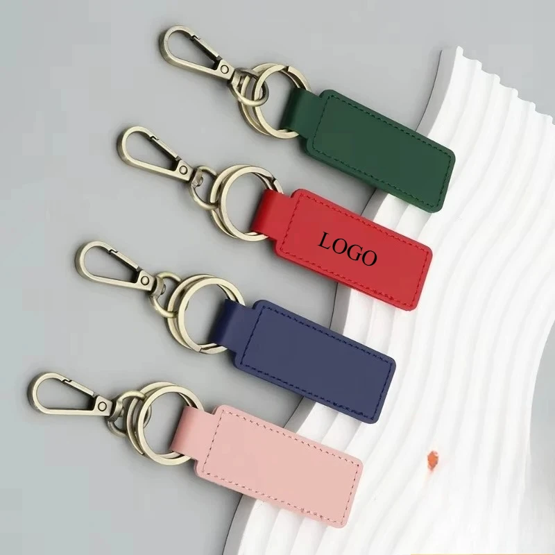

Vintage Custom LOGO PU Leather Keychain Blank Personalized Car Door Key Chains Laser Engrave Name Bag Hanging Decoration Keyring