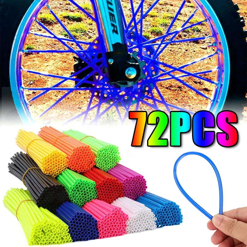 

72pcs/set 24cm Universal Motorcycle Wheel Rim Spoke Wrap Kit Colorful Motocross Tyre Decoration Protector Cover Moto Accessories