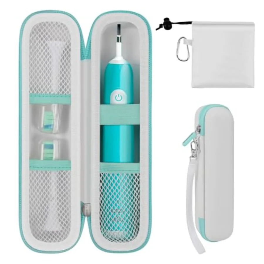 

Electric Toothbrush Case with Pouch for Oral-BandSonicare Compact Hard EVA Toothbrush Case for Brush Heads, Cables and Small Tr