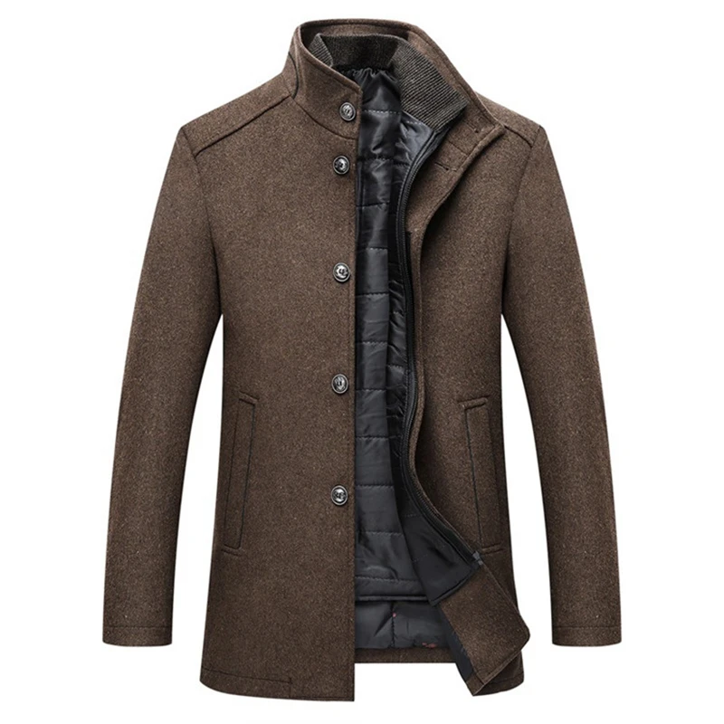 

Pop Autumn Winter Warm Jacket Wool Blends Coats Men Fashion Men Brand Clothing Windproof Woolen Slim Adjustable Vest Parkas Men