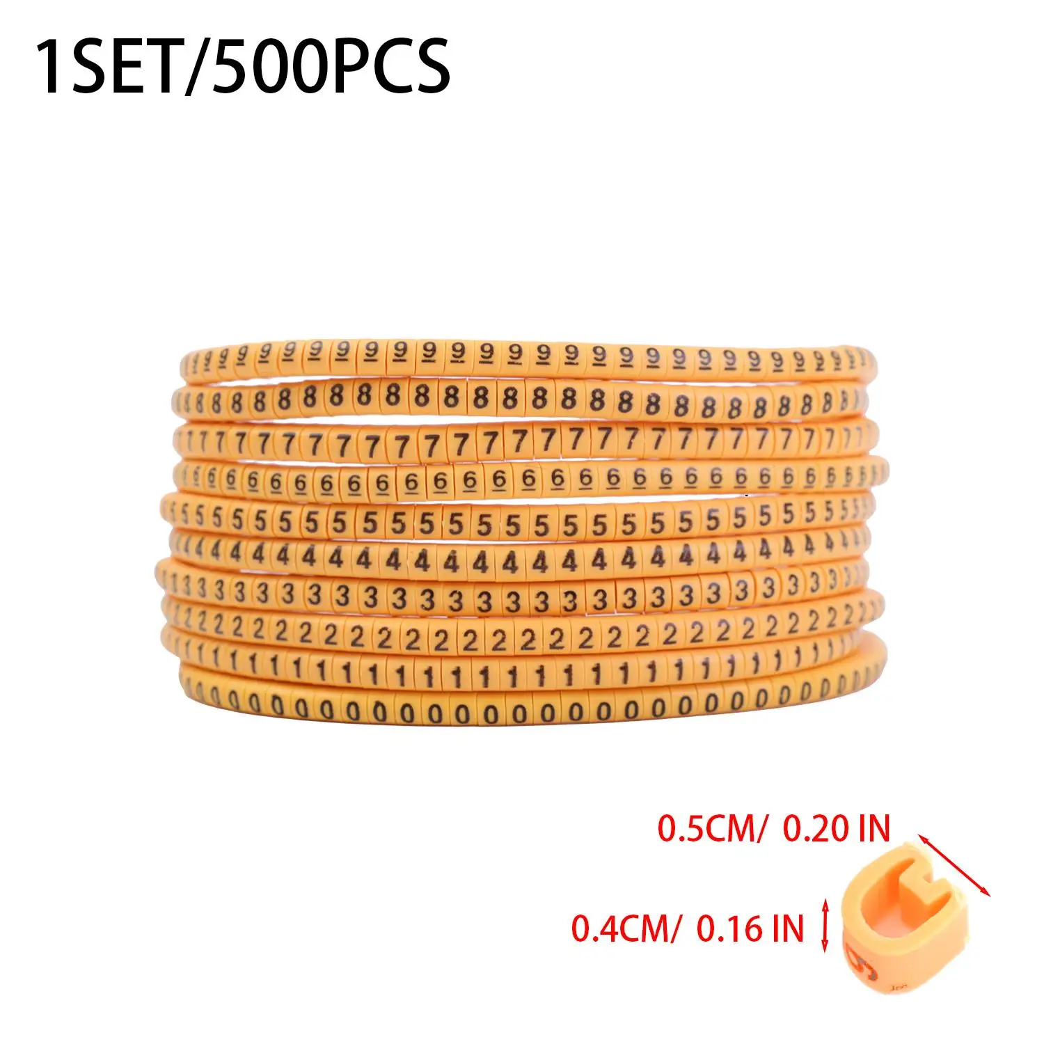 500 Stück Kabelmarkierer EC-0 EC-1 Markierungsnummern 0 bis 9, farbig, 2,5 mm² Isolierung, PVC-Kabelmarkierer, Kabelmarkierungs-Etiketten