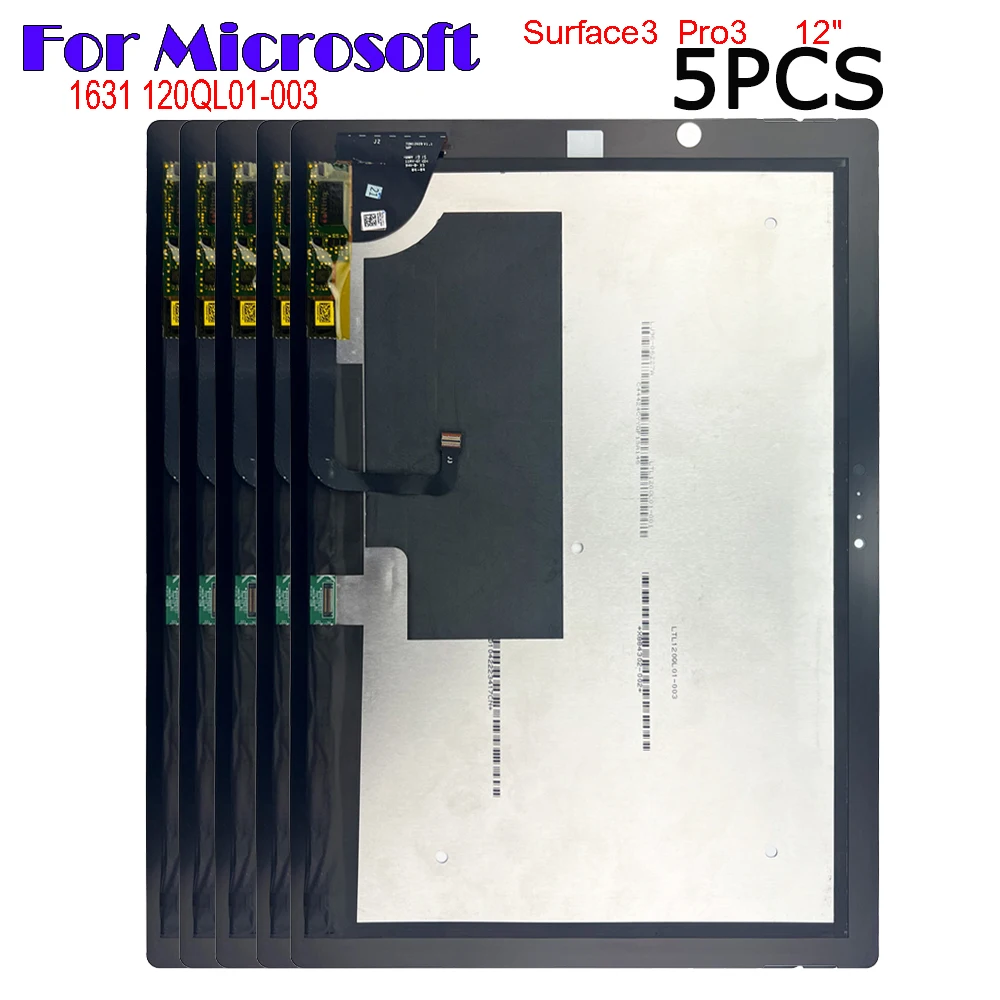 

5PCS 12" AAA+ For Microsoft Surface Pro 3 Pro3 1631 120QL01-003 V1.1 LCD Display Touch Screen Digitizer Glass Assembly Repair