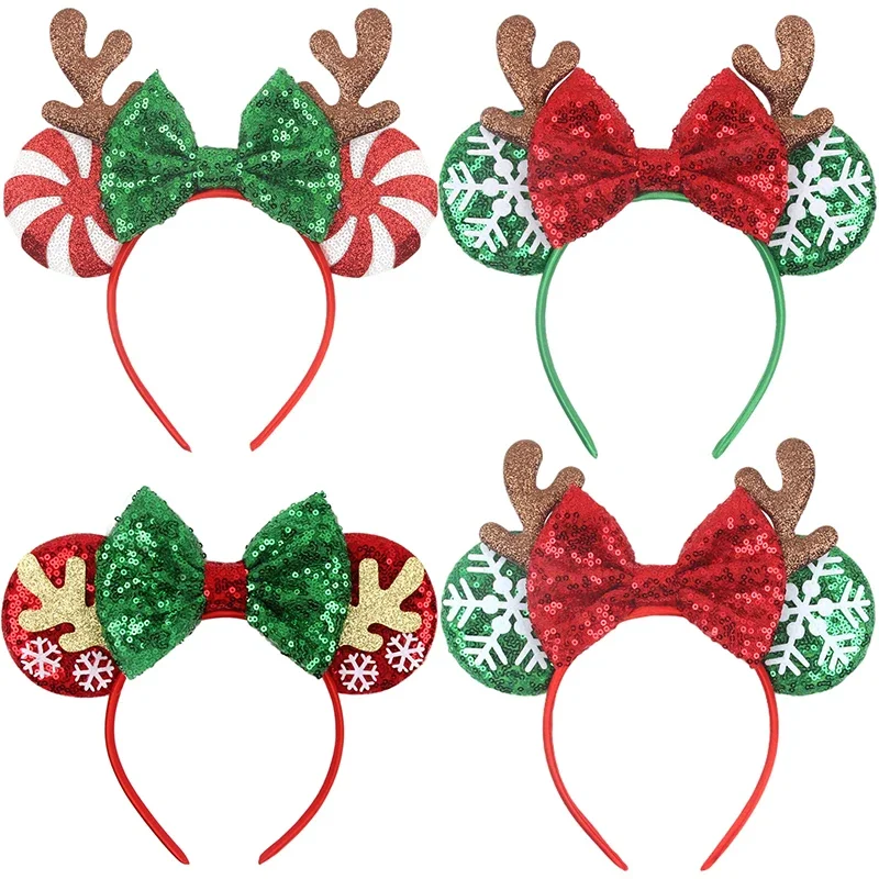 

Minnie Mouse Reindeer Holiday Ears Headbands for Kids Girls Disney Mickey Mouse Christmas Hairbands Women Adult Hair Accessories