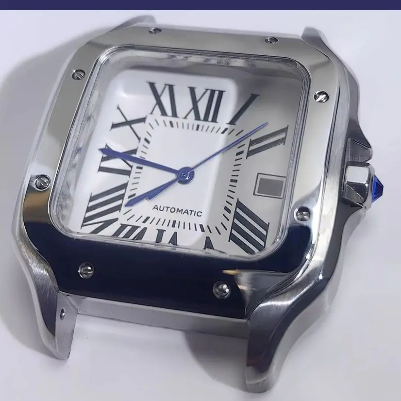 Квадратный корпус 38 мм, корпус из нержавеющей стали 316L со стрелками циферблата для NH34 NH35, детали для ремонта и модификации часов с автоматическим механизмом