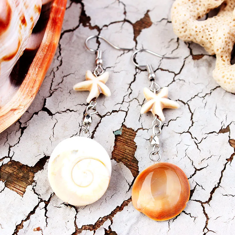 Korean Version Earrings Women Fashionable Ocean Natural Romantic Starfish Earrings Conch Shell Beach Party Gifts Holiday