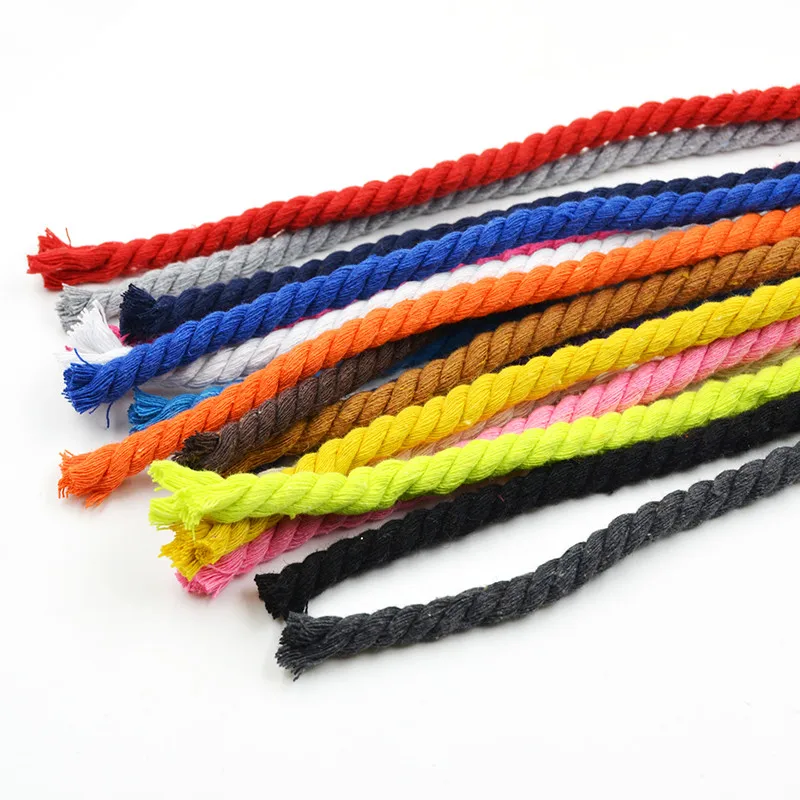 10Colors Mixed 10M 3 Shares Twisted Cotton Cords 8mm 10mm DIY Craft Decoration Rope Cotton Cord for Bag Drawstring Belt Hat CD27