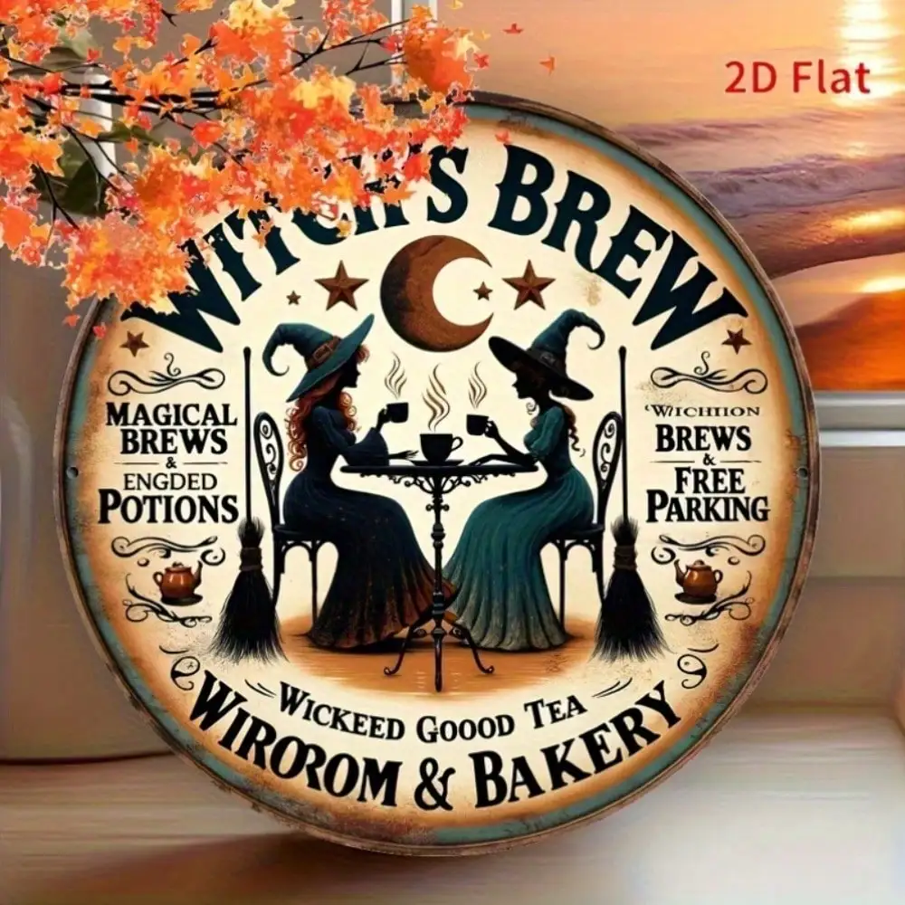 Vintage Witch's Brew Metal Sign 