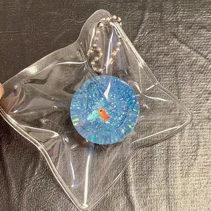 1/3PC New Ocean Planet Goldfish Pinch Music Glitter Release Doll Stress Relief Toy Bag Accessories Pendant Heart Squeeze Toy