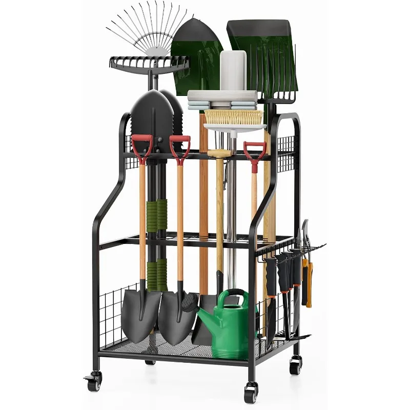 

Garden Tool Organizer,Heavy Duty Steel Yard Tool Organizer for Garage,Up to 49 Long-Handled Tools, Garden Tool Storage with
