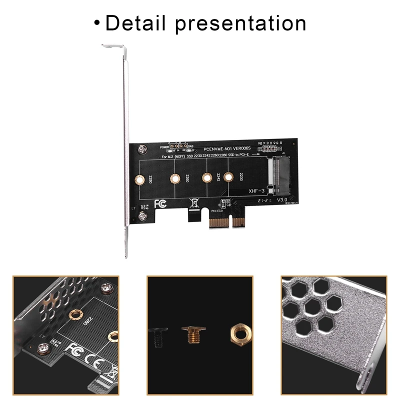 

A21I-Add On Cards PCIE To M2 Adapter PCI Express 3.0 X1 To NVME SSD M2 PCIE Raiser Adapter Support 2230 2242 2260 2280 M.2 SSD