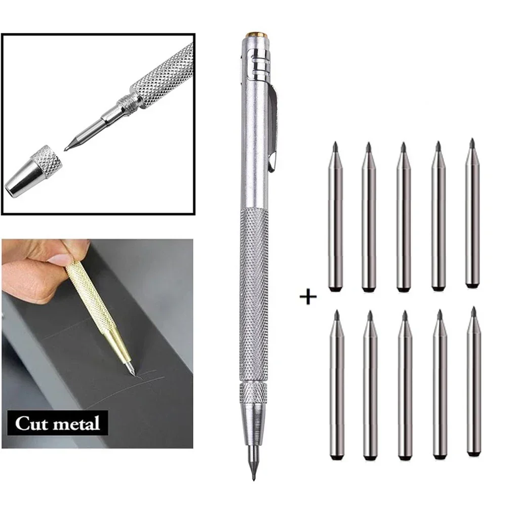 11PCS Diamond Scribing Pen Tungsten Carbide Tip Carbide Engraving Pen For Glass Ceramic Metal Engraving Marking Hand Tool