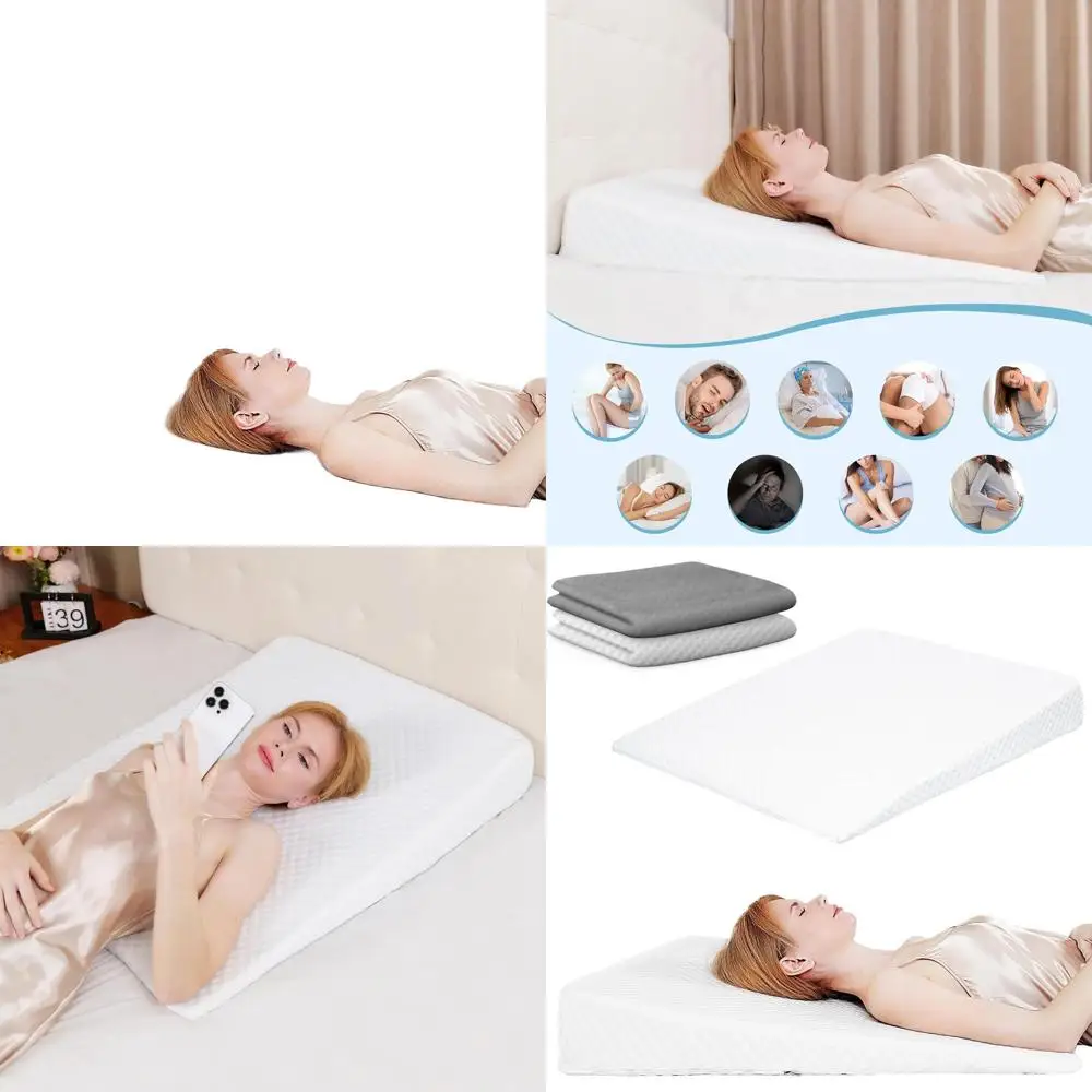 

Elevating Foam Wedge Pillow for Sleep, Anti-Snoring, Post-Surgery Support, Washable Cover (Gray White, 5in)