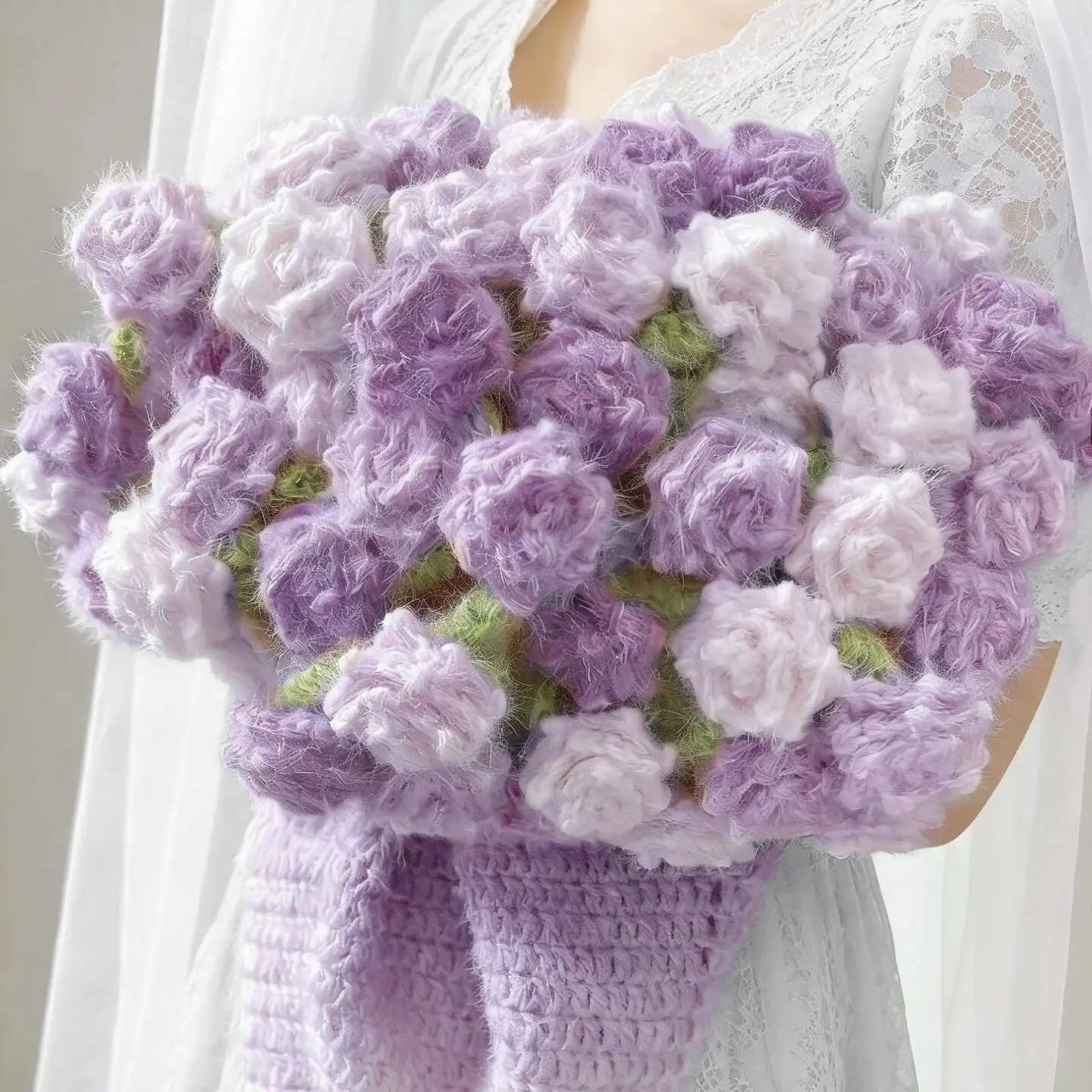 Dreamy Gradient Rose Flower Blanket DIY Hand Knitted Wool Bouquet Blanket Material Kit Best Friend Gift Bedding Casual Blanket