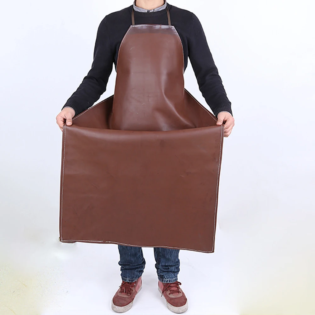 Faux Leather Oil Proof Waterproof Apron Kitchen Accessories Adult Lengthen Work Shop Unisex Hang Neck Dirt Resistant Apron