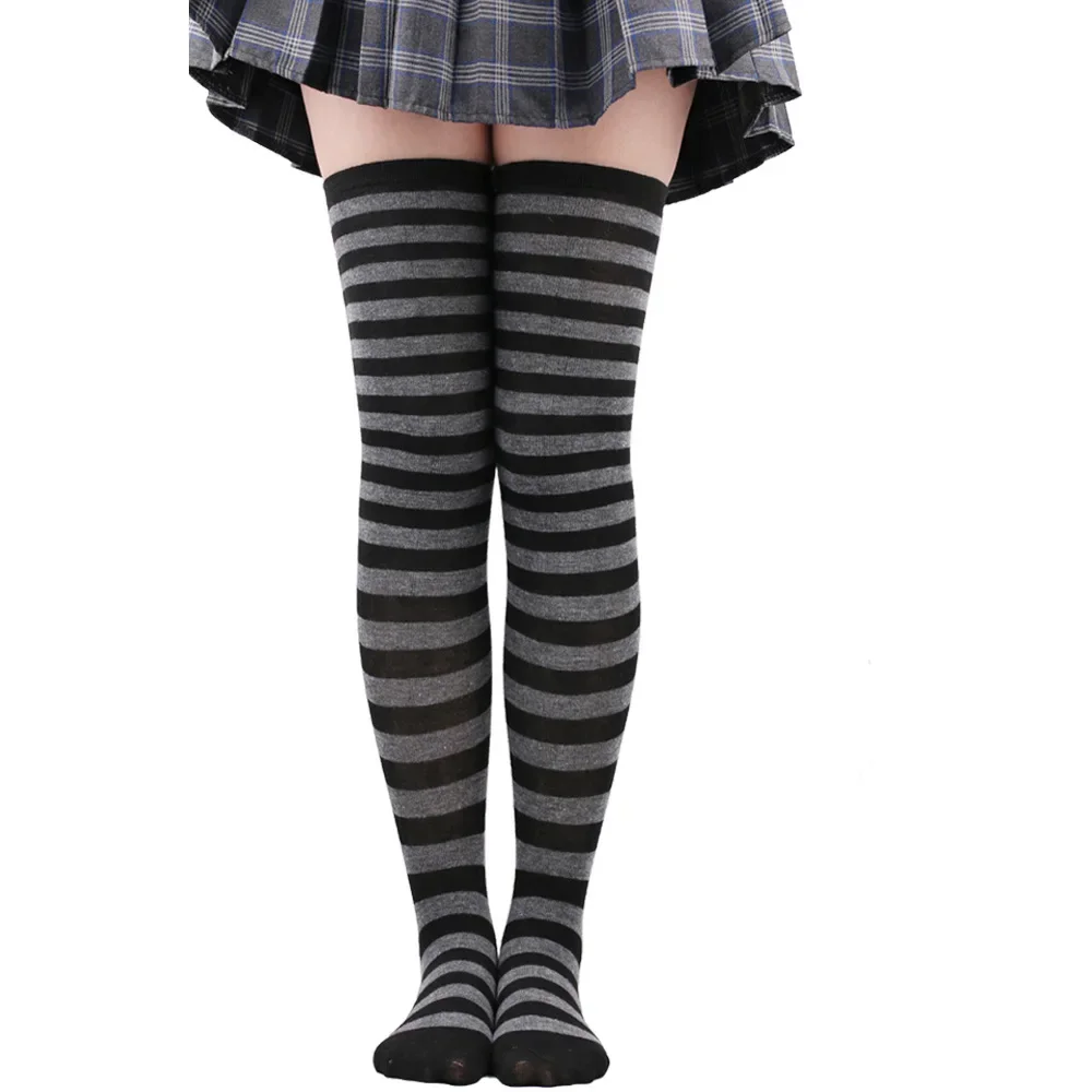 Dijhoge Kousen Dames Gestreept Dames Meisjes Zwart Wit Roze Lange Overknee Sokken Femboy Cosplay Lolita Harajuku Y2k