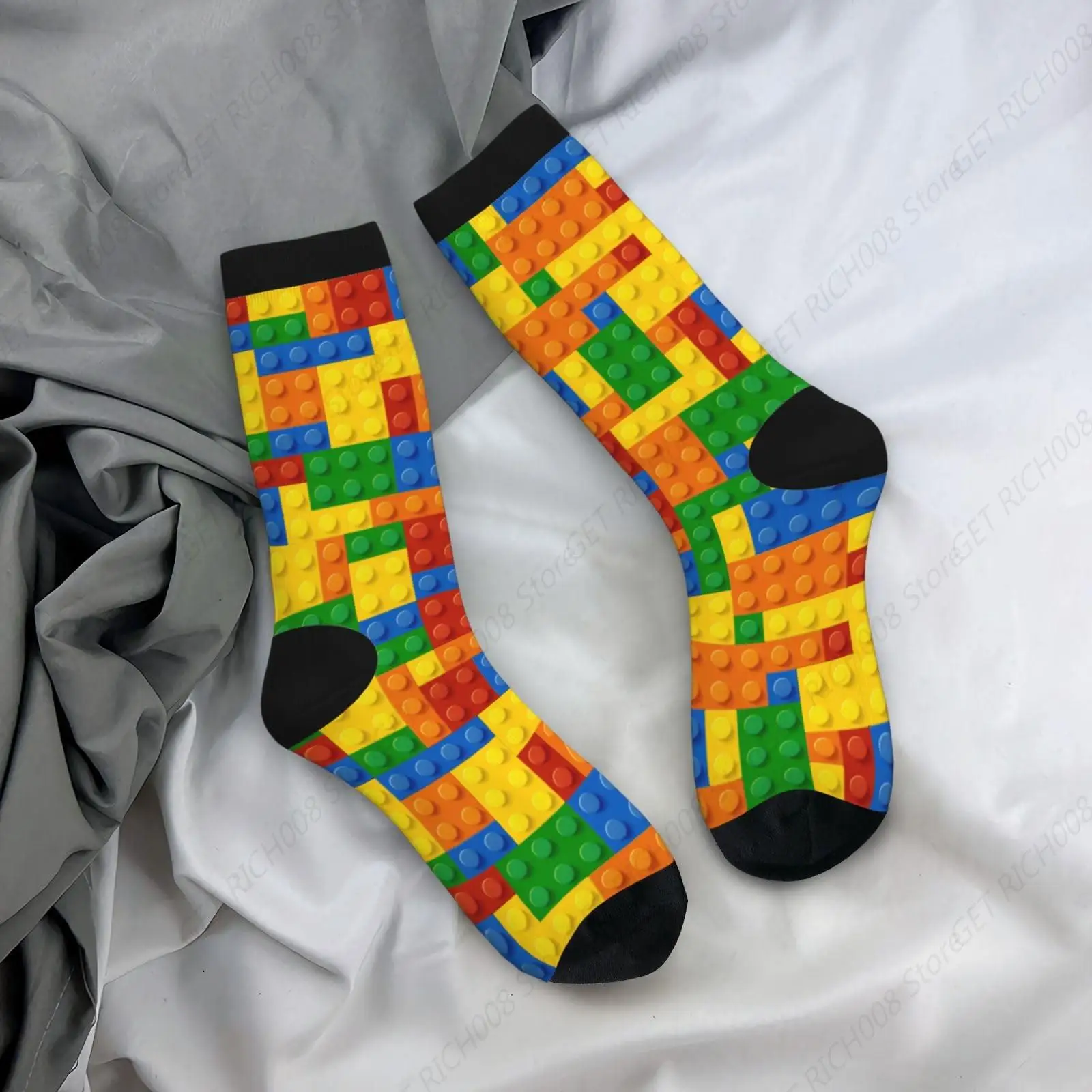 Blocks Colorful Novelty Socks For Men Women, Funny Crazy Crew Socks Casual Dress Socks Gifts