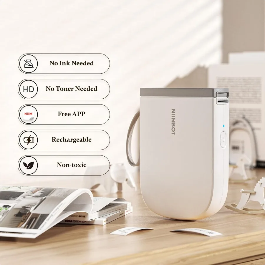 D11 Etichettatrice Bluetooth Stampante per etichette portatile da 300 DPI con 3 rotoli di etichette
