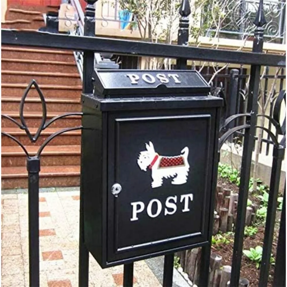 Puppy Logo Wall Mounted Letter Box Lockable Post Mail Box Parcel Letterbox Vintage Mailbox Thickness:13cm 3kg Lockable Mailbox