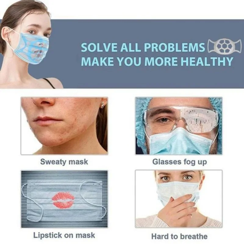 5/10Pc 3D Upgraded Version Honeycomb Face Mask Bracket Mask Support Mouth Mask Pad Anti-fog Respirator Silicone Mask Holder