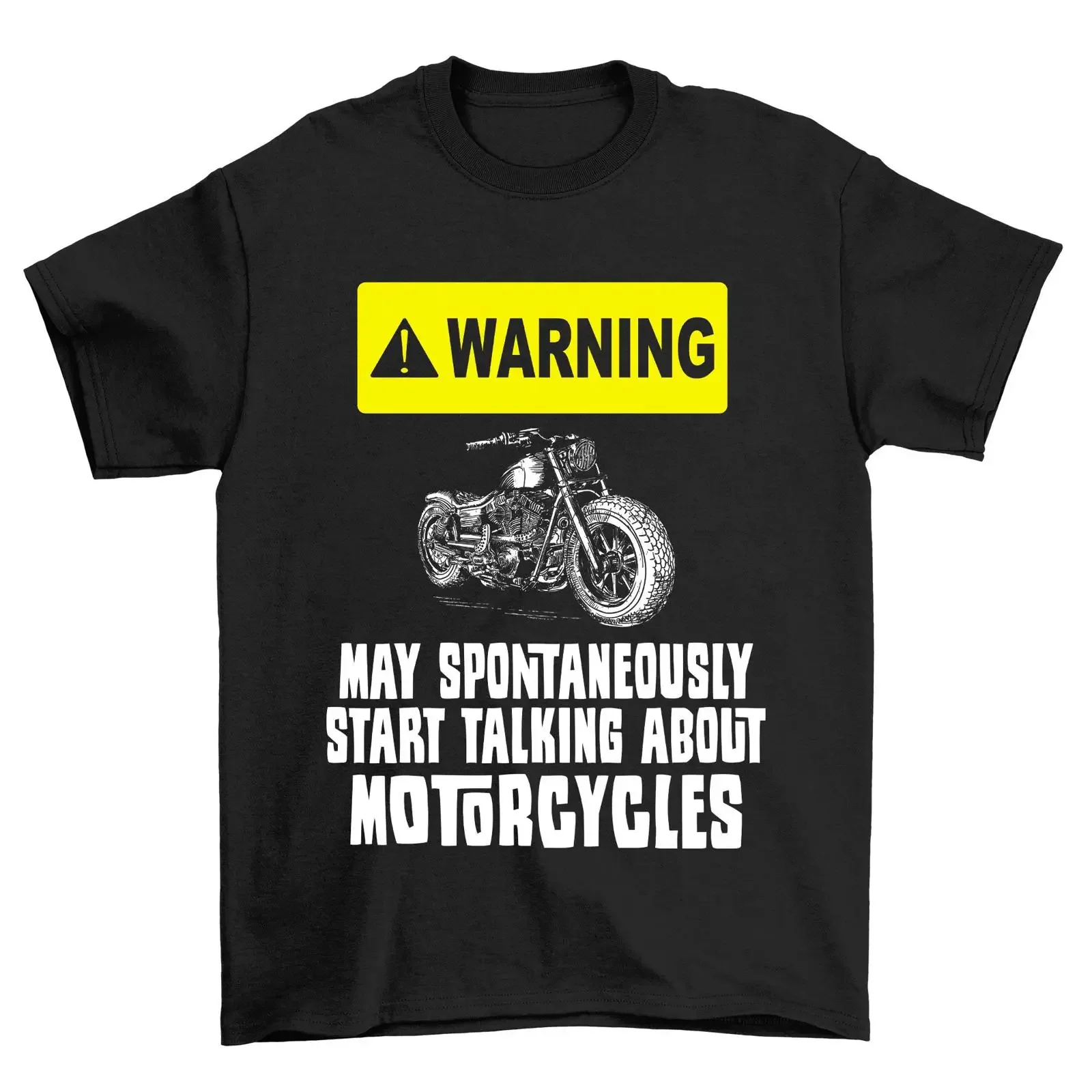 Mens Motorcycle T Shirt WARNING May Spontaneously Talk About Motorcycles Motorbike vintage Washed Stretched Breathable Soft