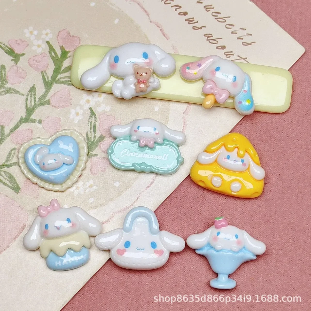 5pcs Cute Love Sanrio Cinnamoroll Cartoon Resin Flatback Charms for Diy Resin Crafts Materials Scrapbooking Embellisdment