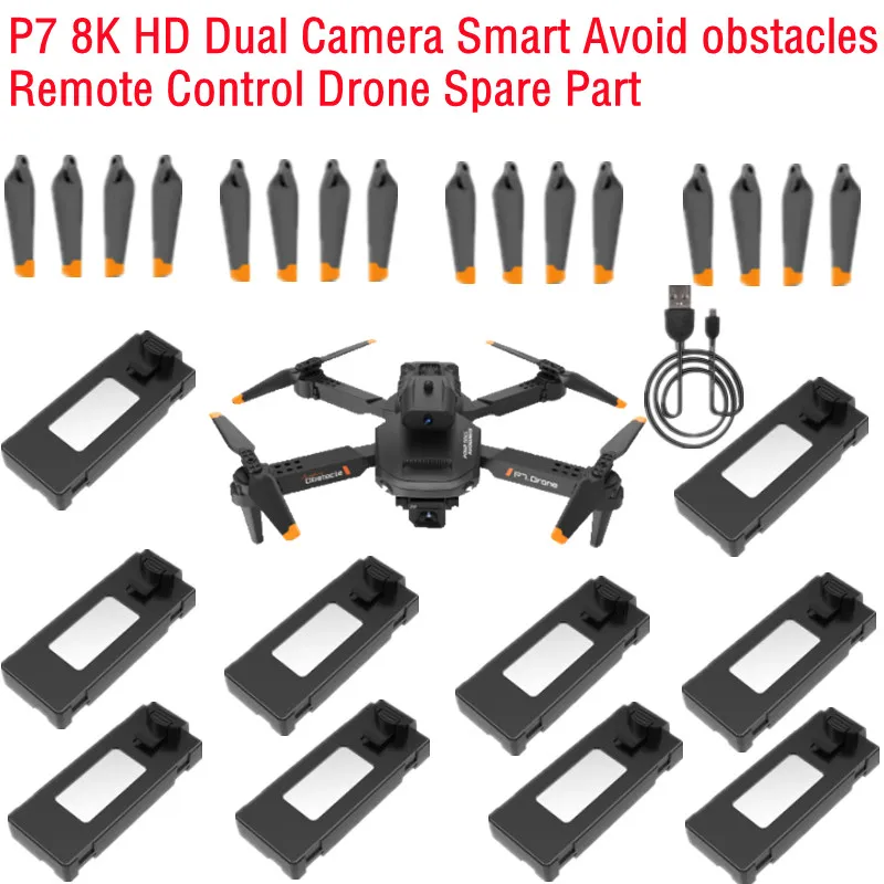 

P7 8K Avoid Obstacle Remote Control RC Drone Helicopter Spare Parts 3.7V 1800MAH Battery/Propeller/USB/4 TO 1 Line/Protect Frame